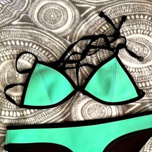 Teal Triangl Bikini Top